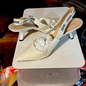 Dior J’adior white patent leather kitten heel size 9